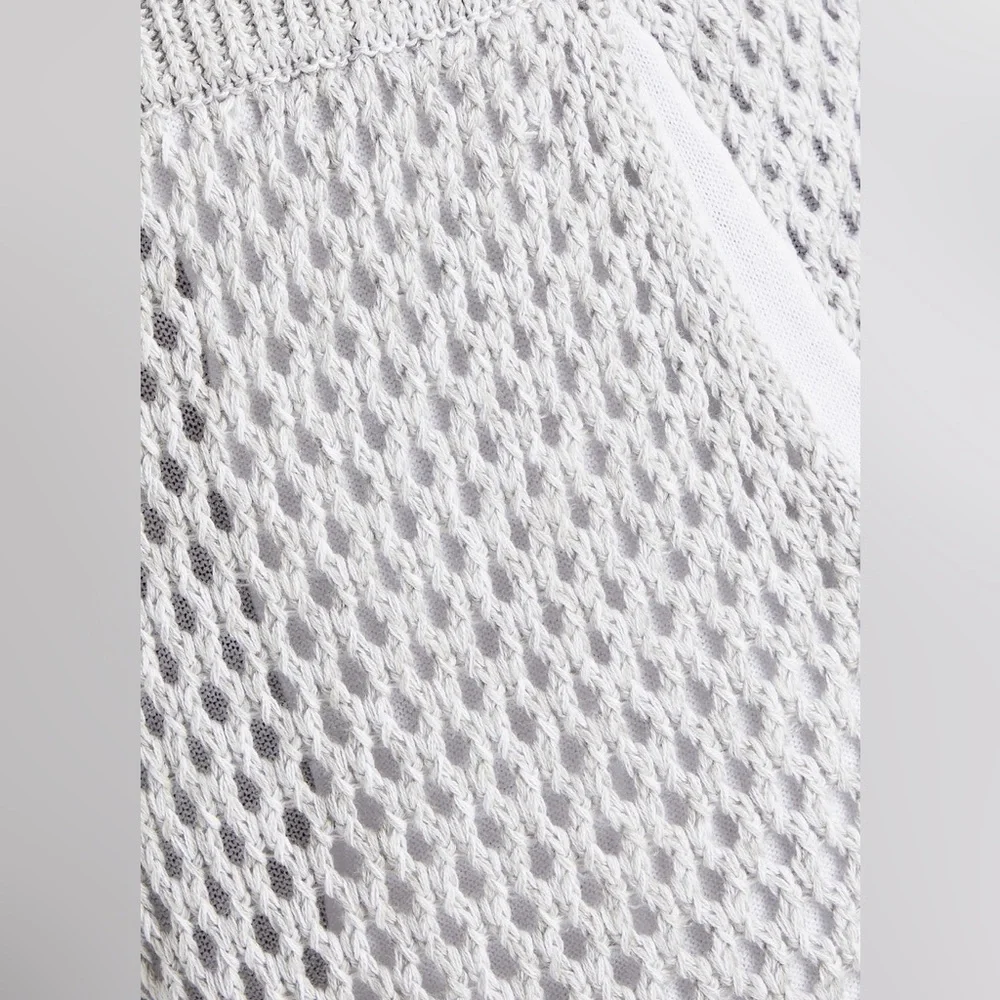 Monrow Cotton and modal-blend open-knit White to Off-White shorts. Size Small